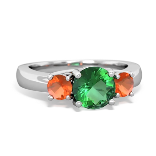 lab emerald-fire opal timeless ring