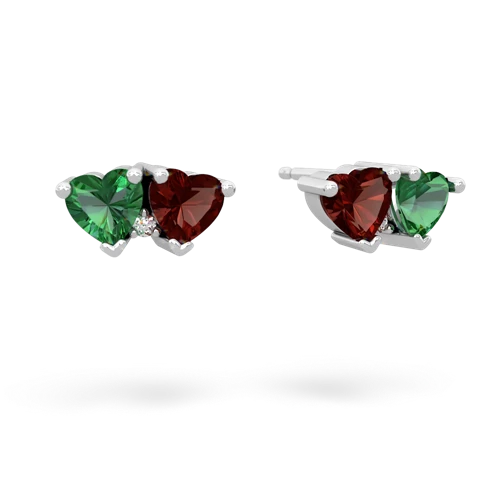 lab emerald-garnet  earrings