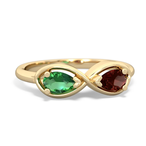 lab emerald-garnet infinity ring