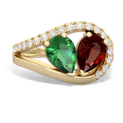 lab emerald-garnet pave heart ring