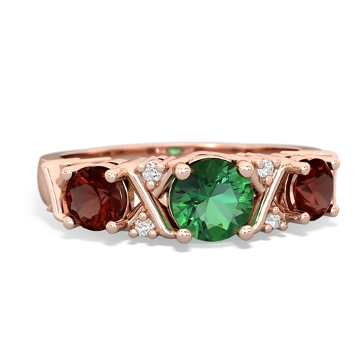 lab emerald-garnet timeless ring