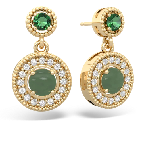 lab emerald-jade halo earrings