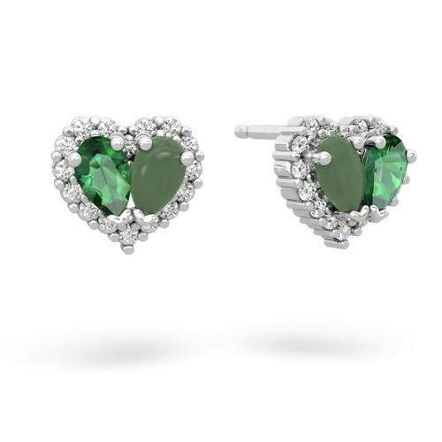 lab emerald-jade halo-heart earrings
