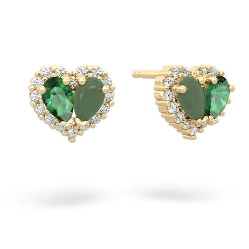 lab emerald-jade halo-heart earrings