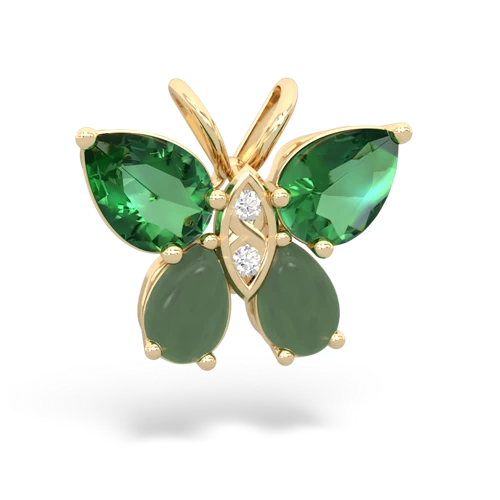 lab emerald-jade butterfly pendant