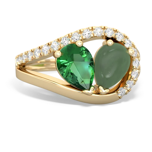 lab emerald-jade pave heart ring