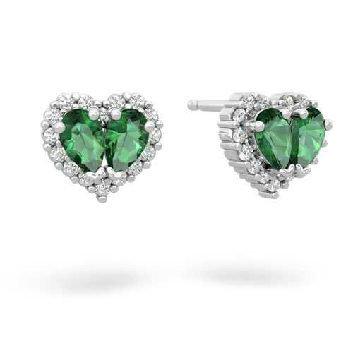 lab emerald-lab emerald halo-heart earrings