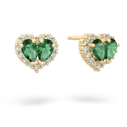 lab emerald-lab emerald halo-heart earrings