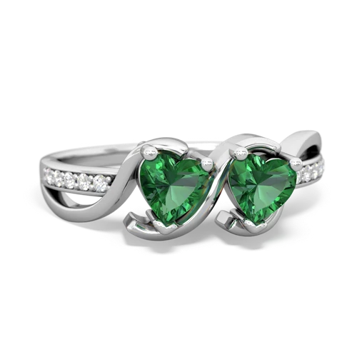 lab emerald-lab emerald double heart ring