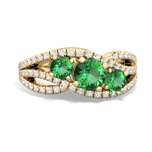 onyx-lab emerald three stone pave ring