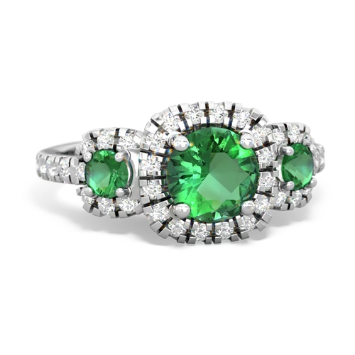 emerald-lab emerald three stone regal ring