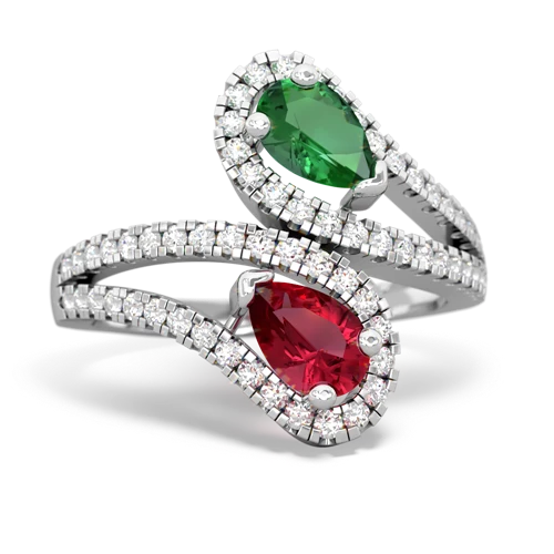 lab emerald-lab ruby pave swirls ring