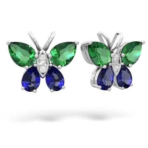 lab emerald-lab sapphire butterfly earrings