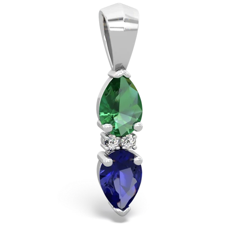 lab emerald-lab sapphire bowtie pendant