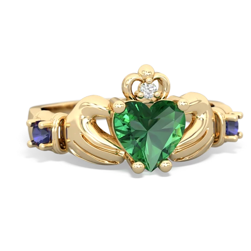 lab emerald-lab sapphire claddagh ring