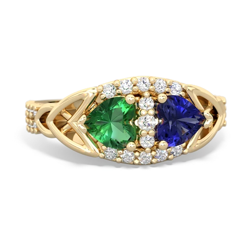 lab emerald-lab sapphire keepsake engagement ring