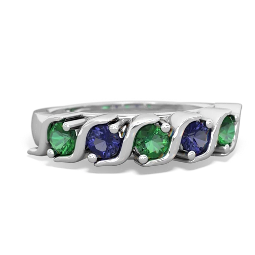 lab emerald-lab sapphire timeless ring