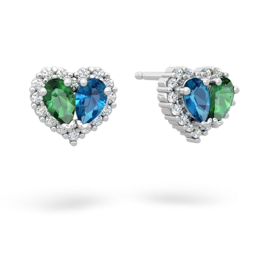 lab emerald-london topaz halo-heart earrings