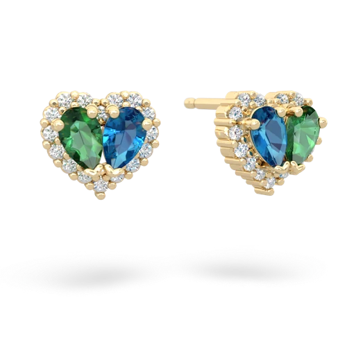 lab emerald-london topaz halo-heart earrings