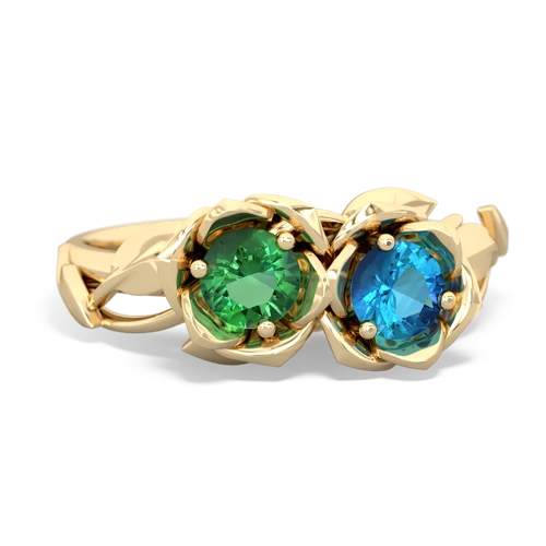 lab emerald-london topaz roses ring