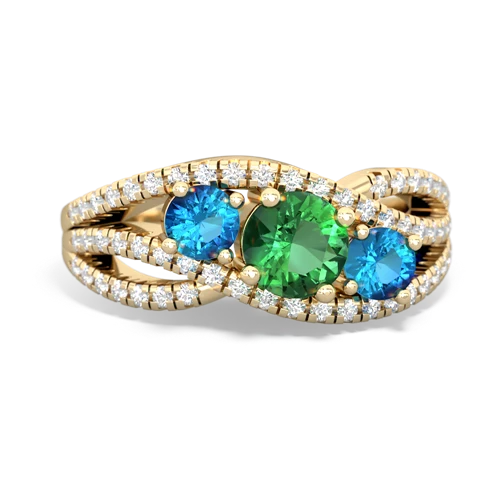 lab emerald-london topaz three stone pave ring