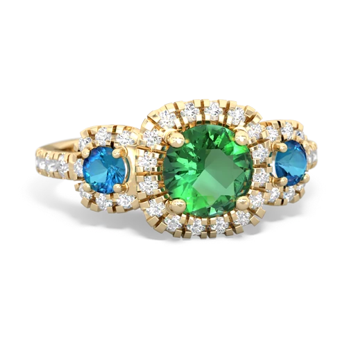 lab emerald-london topaz three stone regal ring