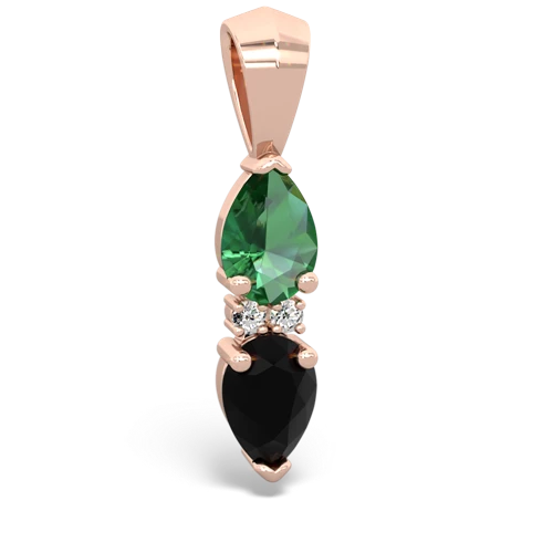 lab emerald-onyx bowtie pendant