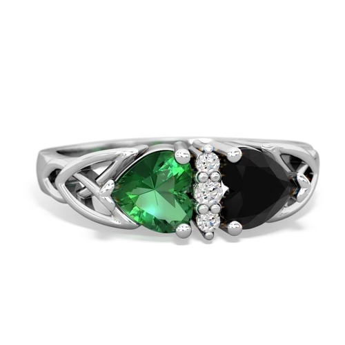 lab emerald-onyx celtic ring