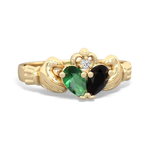 lab emerald-onyx claddagh ring