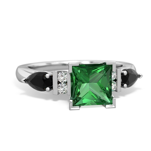 lab emerald-onyx engagement ring