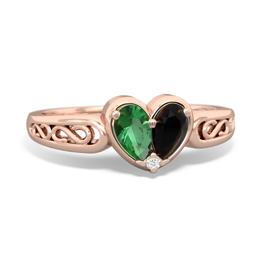 lab emerald-onyx filligree ring