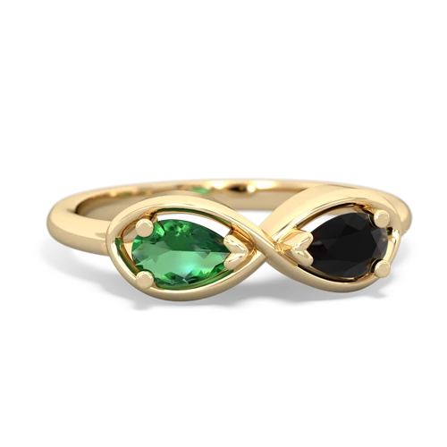 lab emerald-onyx infinity ring