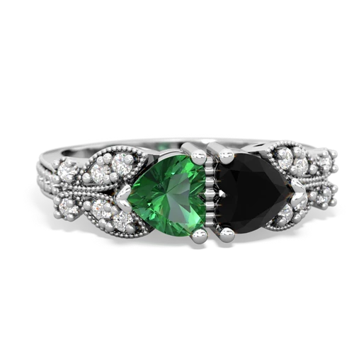 lab emerald-onyx keepsake butterfly ring