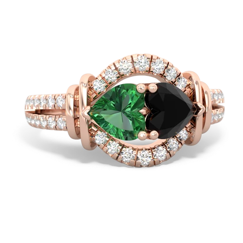 lab emerald-onyx pave keepsake ring