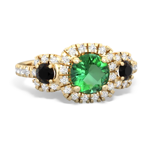 lab emerald-onyx three stone regal ring