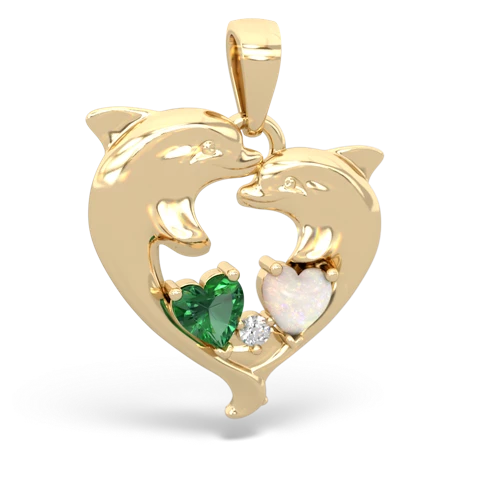 lab emerald-opal dolphins pendant