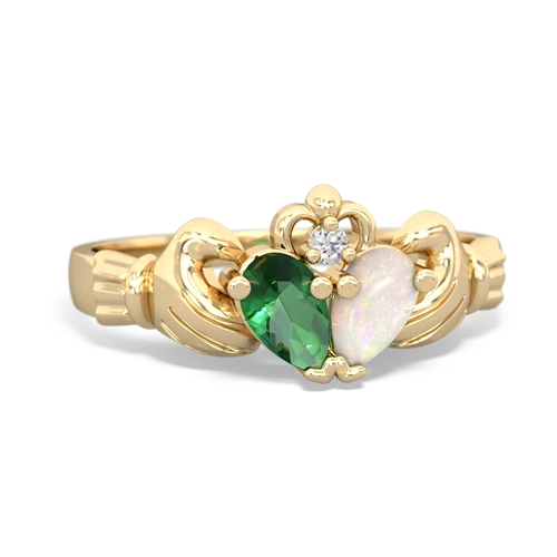 lab emerald-opal claddagh ring