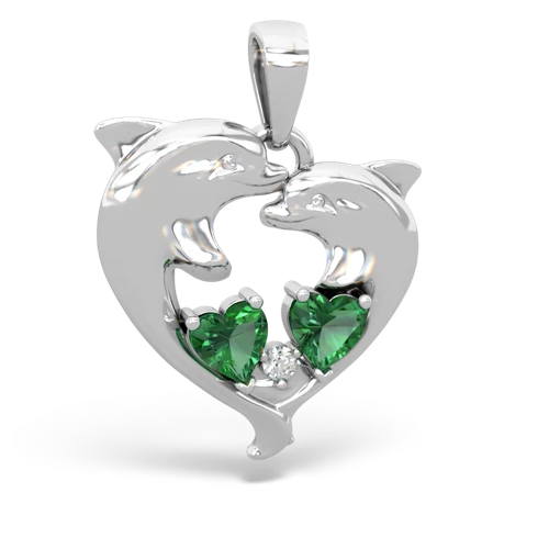 lab emerald dolphins pendant