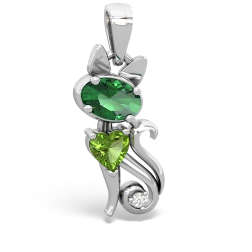 lab emerald-peridot kitten pendant