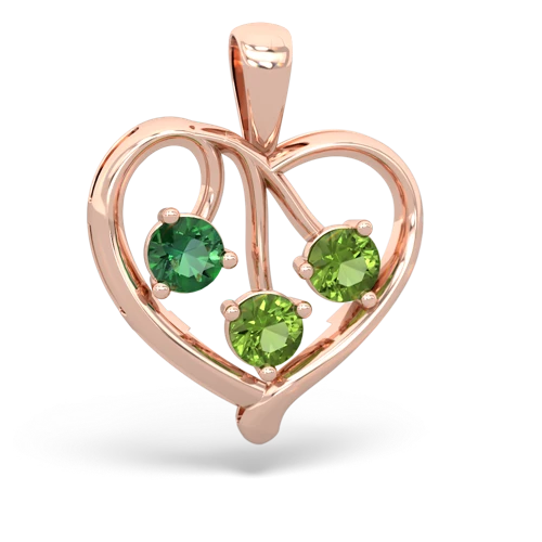 lab emerald-peridot love heart pendant