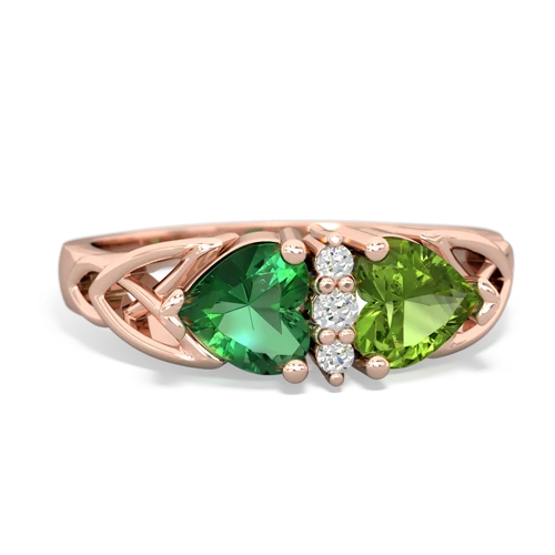 lab emerald-peridot celtic ring