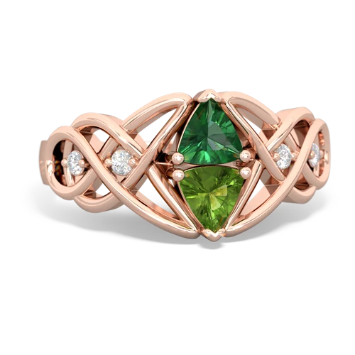 lab emerald-peridot celtic knot ring