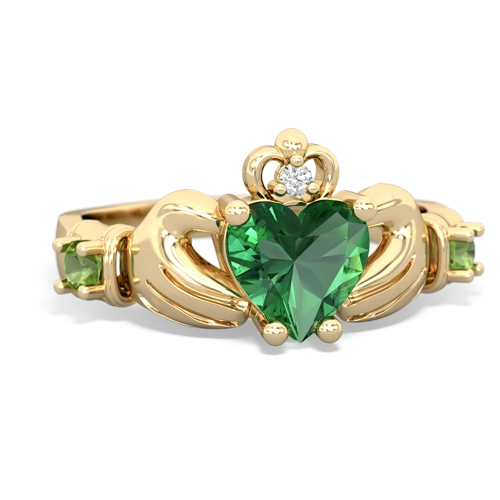 lab emerald-peridot claddagh ring