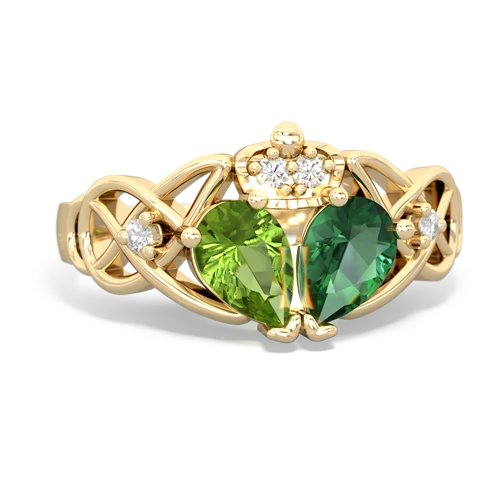 lab emerald-peridot claddagh ring