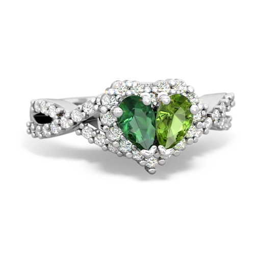 lab emerald-peridot engagement ring