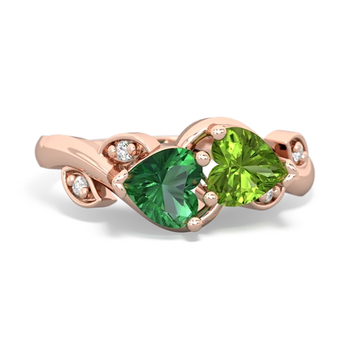 lab emerald-peridot floral keepsake ring