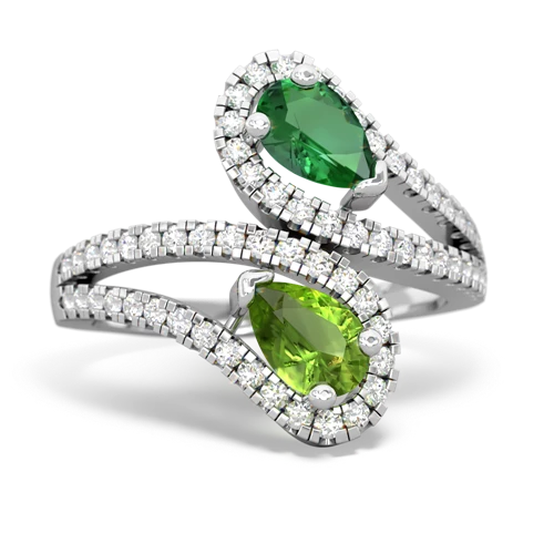 lab emerald-peridot pave swirls ring