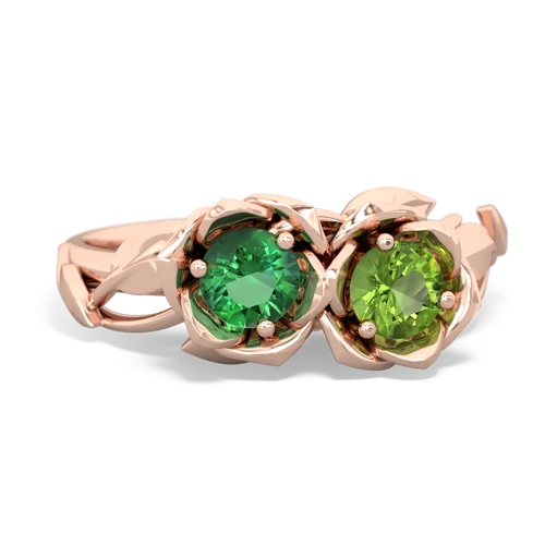 lab emerald-peridot roses ring