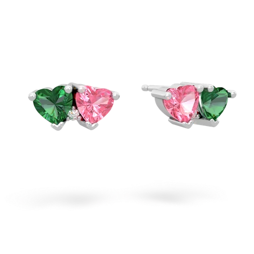 lab emerald-pink sapphire  earrings