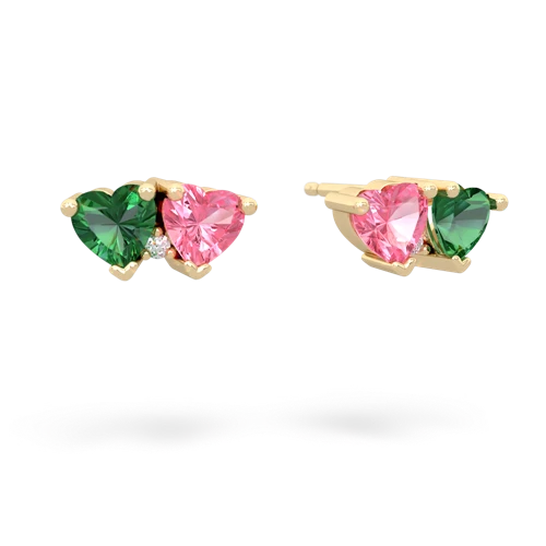 lab emerald-pink sapphire  earrings